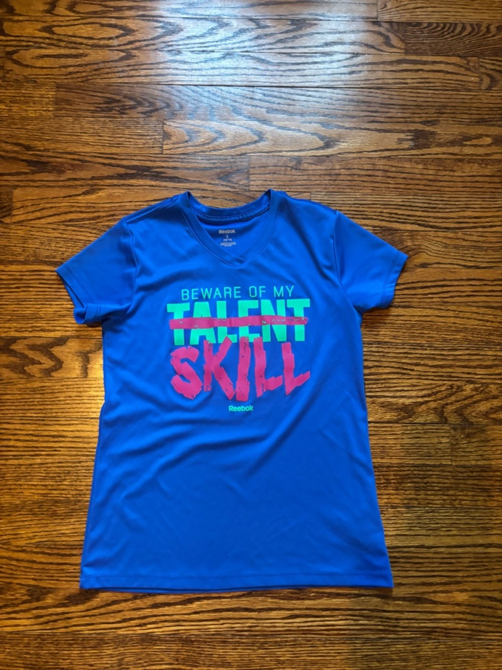 Reebok Girls' Blue Short Sleeve Graphic Tee - "Beware of My Skill"